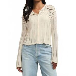 NEW Z SUPPLY alycia crochet sweater in beige